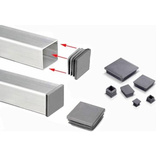 10Pcs Gray Square Round Tube Plugs Inserts Plastic Square Pipe Stainless Plug Tube Furniture Component