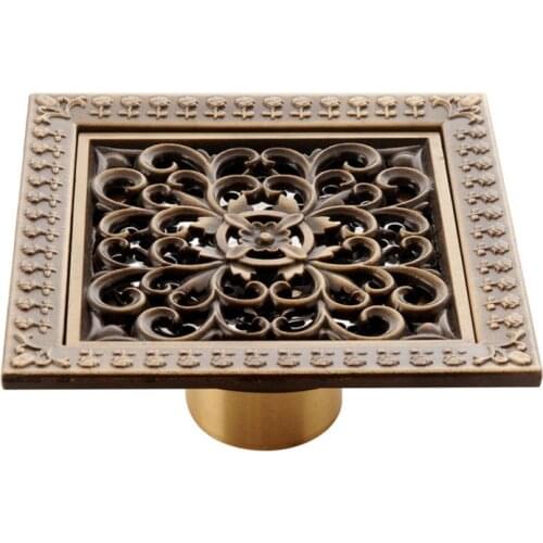 15cm Antique Brass Floor Drain Strainer 6 Inch Bathroom Shower Drainer Kitchen Waste Drain Balcony Toilet Drains
