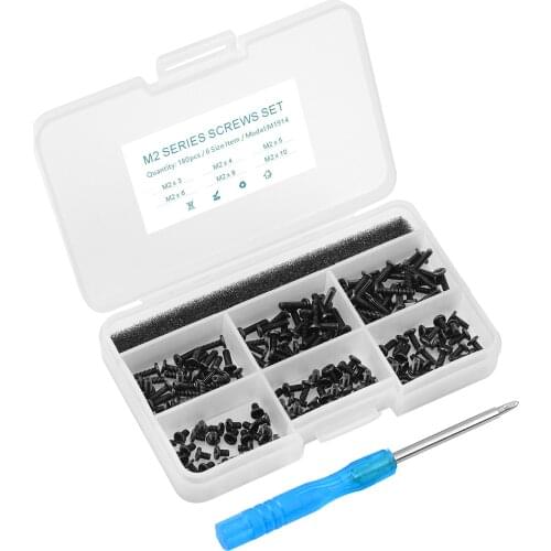 180 pcs M2.0 Series Laptop Screws Set for Netbook Notebook Laptop M2 x 3L,M2 x 4L, M2 x 5L, M2 x 6L, M2 x 8L M2 x 10L