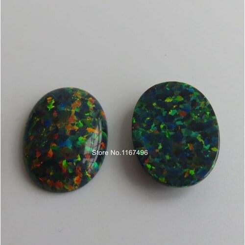 20pcs/lot 12x16 mm op32 synthetic Black Fire Opal Oval Cabochon Opal Stone For Opal Ring Jewelry