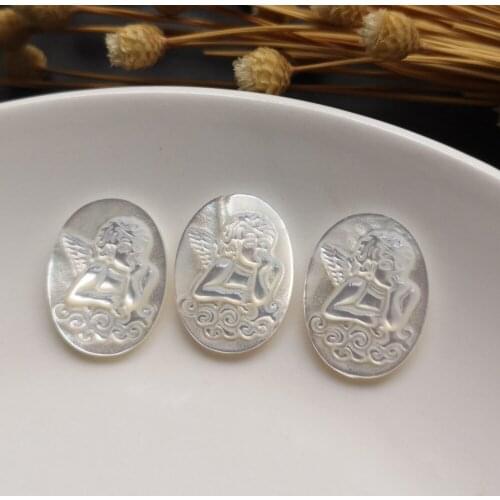 20pcs/lot 15x20mm Natural Thinker Angel Mother of Pearl Shell Oval Cut Thinker Angel Mother Pearl for DIY Jewelry