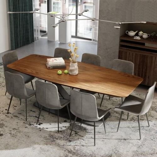 2019 fashional design recetangle dining table furniture wooden top with metal base