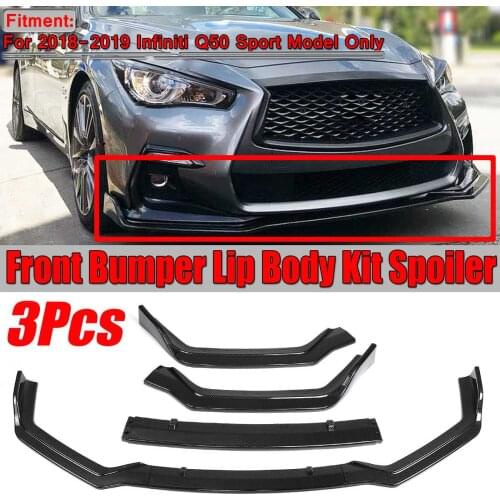 3 Color Car Front Bumper Splitter Lip Spoiler Diffuser Cover Trim Guard Protector For Infiniti Q50 2018-2019 Sport Model 3PCS
