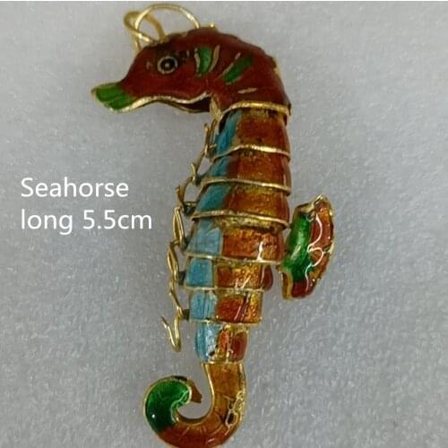 5.5cm Cloisonne Enamel Cute Seahorse Charm DIY Jewelry Making Pendant Earrings Necklace Keychain Accessories Copper Jewellery