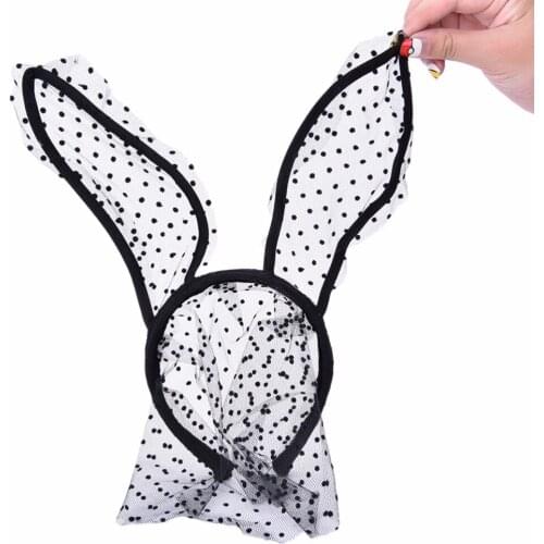White Black Sexy Bunny Rabbit Ear Lace Bob Veil Mask Women Girl Party Masks Lace Hairband for Women