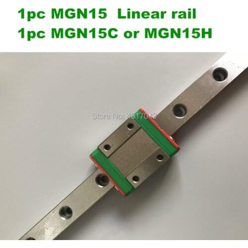 Cnc parts 1pc MGN15 100 150 200 250 300 350 400 450 500 550 600mm miniature linear rail slide 1pc MGN15C or MGN15H carriage