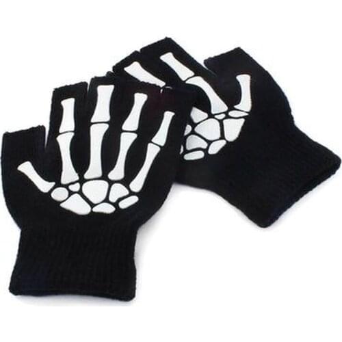 Cycling Gloves Kids Outdoor Sports Bicycle Half Finger Skeleton Soft Protective cycling gloves Halloween gloves