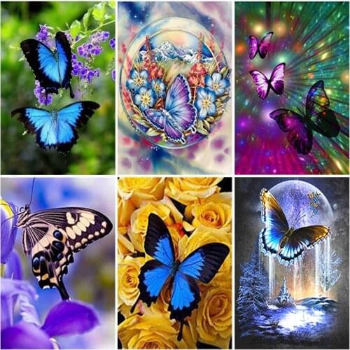 DIY Butterfly 5D Diamond Painting Full Round/Square Resin Animal Mosaic Diamond Embroidery Cross Stitch Home Decor Wall Art