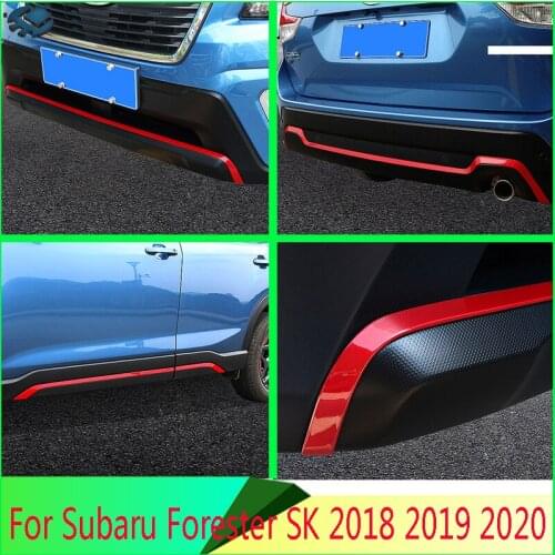 For Subaru Forester 2018 2019 2020 Red Side Door Line Garnish Body Trim front + rear bumper exterior accessories