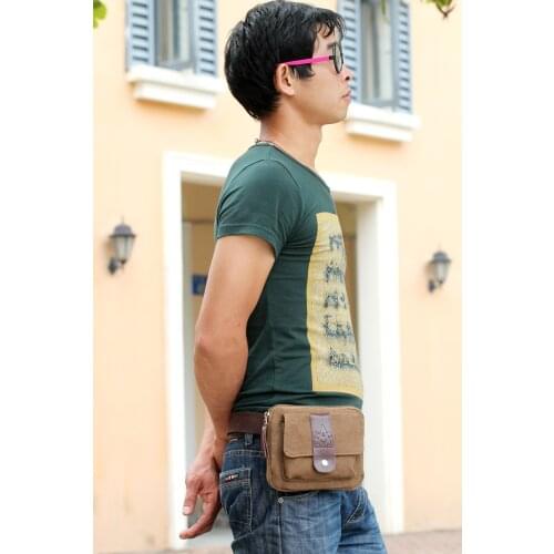 Canvas Purse Vintage Mens Crossbody Shoulder Bag Chest Bag Solid Color Popular Shoulder Bag