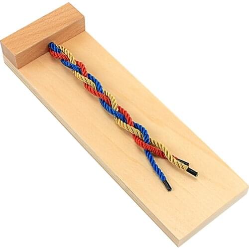 Montessori Infant Toys Practical Life Braiding Board Wood Colorful Geometry Braid Board Early Educational Toy for Children 2-4