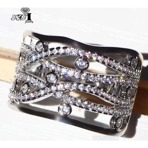 YaYI Jewelry Fashion Princess Cut 4.3 CT White Zircon Silver Color Engagement Rings wedding Heart Rings Party Rings Gifts