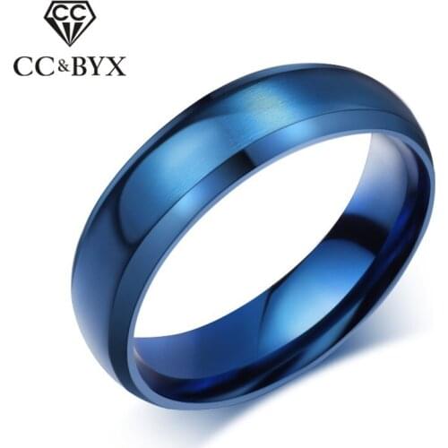 CC Lovers Rings For Women And Men Classic Blue Titanium Steel Matte Finished Couple Ring Drop Shipping Size 4-14 CC927c