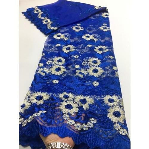 Royal Blue French Tulle Lace Fabric 5 Yards African Lace Fabric 2021 High Quality Nigerian Lace Fabric For Party Dress M4679