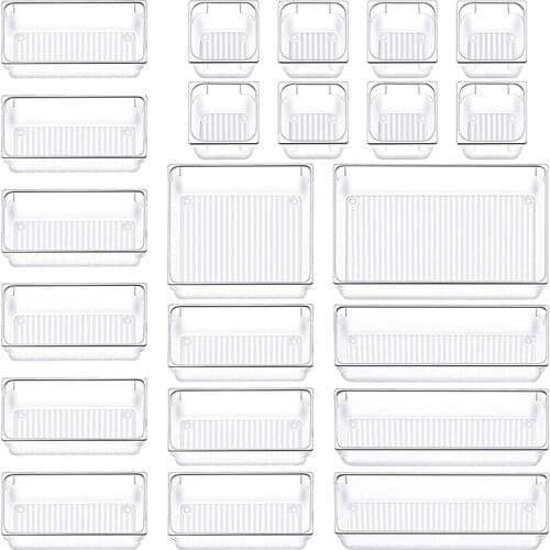 Best 22 PCS Drawer Organizer - Makeup Drawer Organizer 5 Size Plastic Acrylic Drawer Organizer Versatile Kitchen Office
