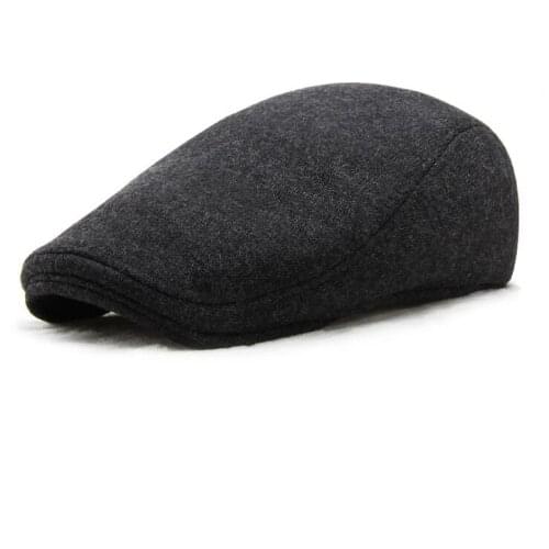 Mens autumn and winter outdoor leisure peaked cap thickened warm beret solid color forward cap
