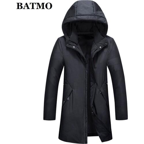 BATMO 2020 new arrival winter 90% white duck down hooded jackets men,mens warm long jackets,HS2015