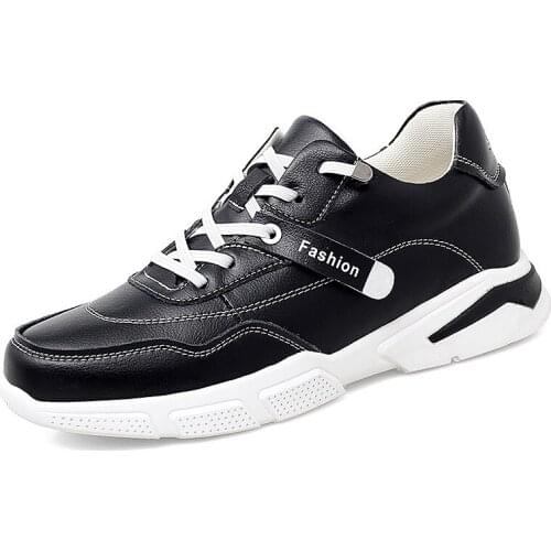 Mens Casual Sneakers Lace Up Leather Flats Shoes Man Casaul Shoes Male Leisure Non-slip Shoes Man Oxfords Shoes Black White