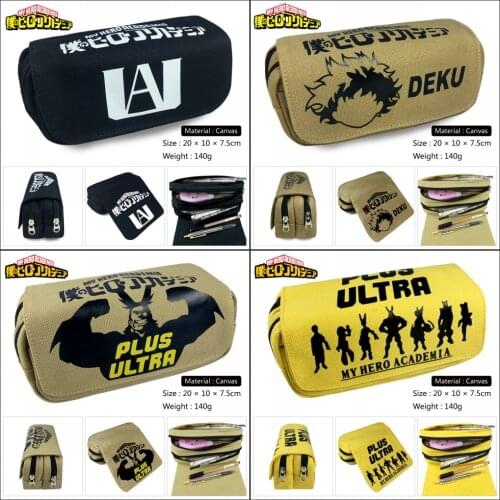 My Hero Academia Anime Boku no hero Canvas Cartoon Pencil Bag Printing Pouch Double Zipper Make up Bag Gift