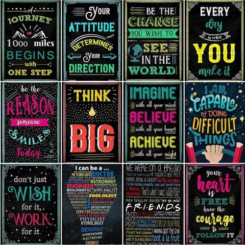 HUACAN 5D DIY Diamond Painting Landscape Text Diamond Embroidery Blackboard Full Square Mosaic Rhinestone Home Decor