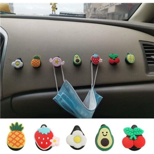 5Pcs/set Car Hook Car Seat Back Cartoon Mini Plant Animal Creative Cute Multifunctional Mini Hook Interior Auto Accessories