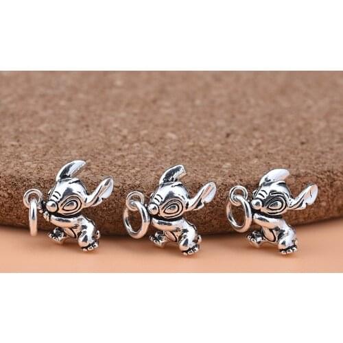 Stitch pendant 925 sterling silver Thai silver Stitch pendant bracelet necklace pendant diy material accessories