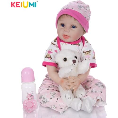 KEIUMI Baby Reborn 55 cm Kids playmate Realistic Silicone Reborn Baby Dolls Open mouth So Truly Toddler For Childrenss Day Gift