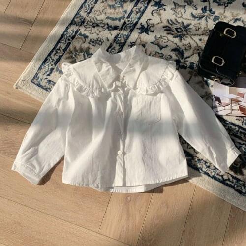 2021 Spring New Girls Shirt Long Sleeve Ruffle Collar Blouse baby girl tops long sleeve children clothes