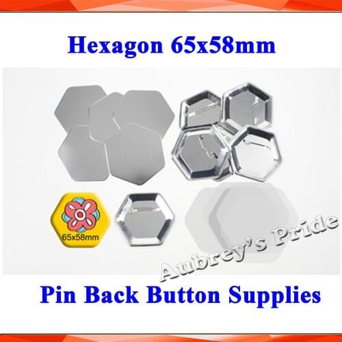 Hexagon 65x58mm 100 Sets for N3 and N4 NEW All Steel Badge Button Maker Pin Back Metal Pinback Button Supply Materials0