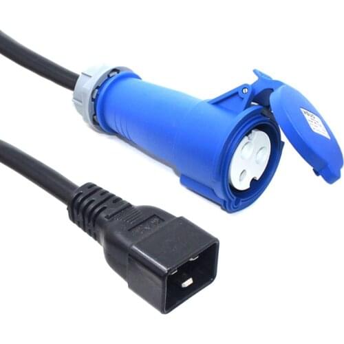 Power Cord IEC C20 to 332C6 Connector, 2P+PE, plug a device with IEC309 332P6 inlet into IEC320 C19 receptacle 3G2.5mm wire gaug