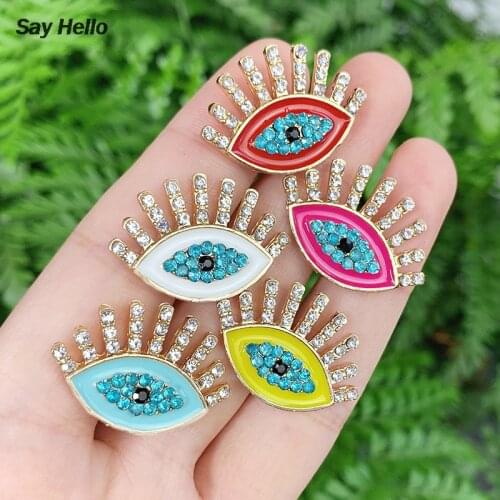 SAY HELLO 2020 New Crystals inlaid Evil Eye Stud Earrings for Women Small Dripping Oil Colorful Ear Studs Jewelry серьги E0220
