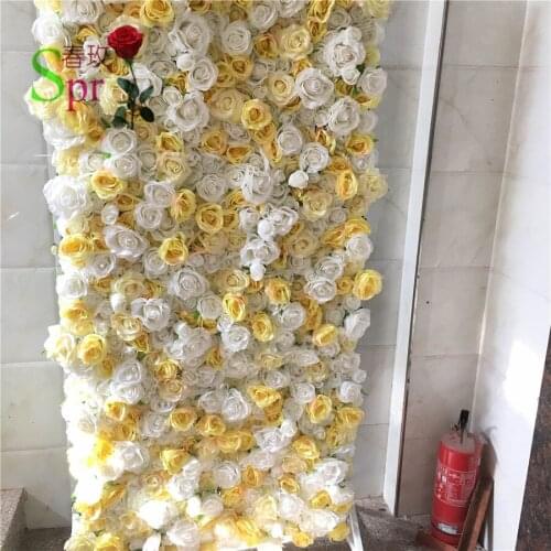 SPR luxury flower wall hanging artificial flowers can roll up cloth base wedding occasion backdrop flower wall wedding decor