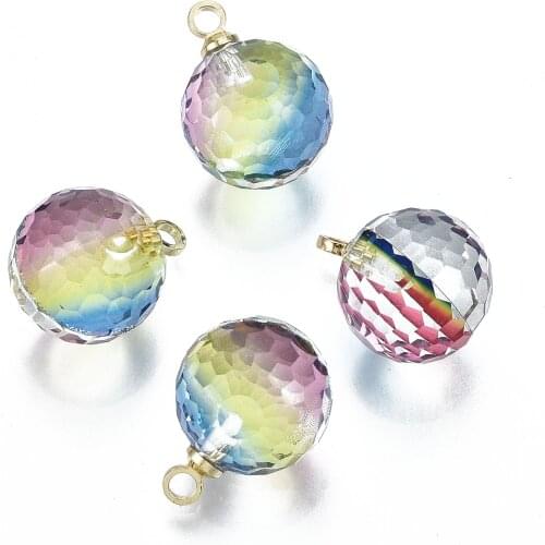 20Pcs K9 Glass Pendants Golf Ball Beads Faceted Crystal Charms For DIY Handmade Necklace Earring Jewelry Making Accessories