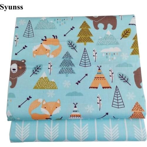 Syunss Diy Patchwork Cloth For Quilting Baby Cribs Cushions Dress Sewing Tissus Blue Animal Arrow Print Cotton Fabric Tecido