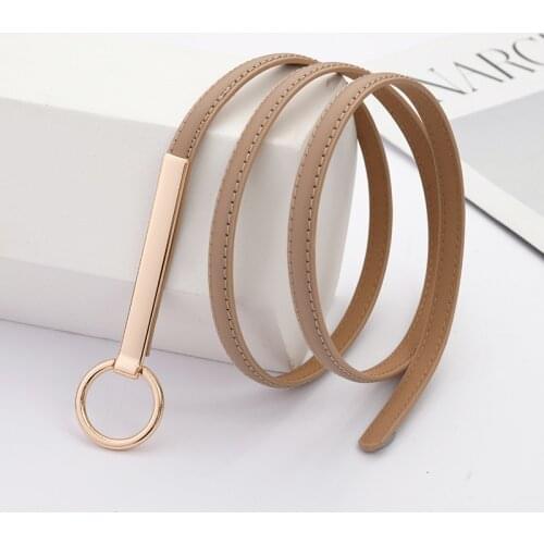 Thin Ladies Leather Belt Women Pin Buckle for Belt Korean Fashion Casual Solid Female Waist Belt for Dresses Jeans Dress Cowboy