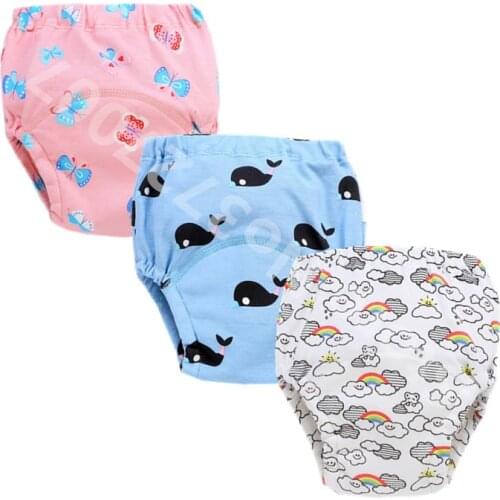 Baby Infant Toddler Waterproof Training Pants Cotton Changing Nappy Cloth Diaper Panties Reusable Washable 4 Layers Crotch