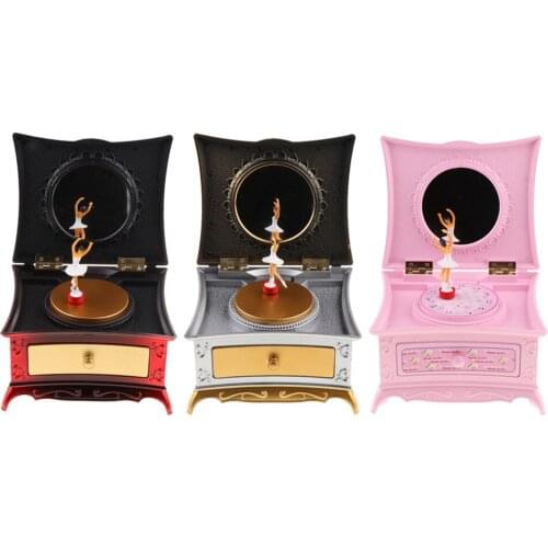 Exquisite Vintage Music Jewelry Box with Drawer Jewelry Storage Case with Dancing Girl Table Decoration Gift for Kids