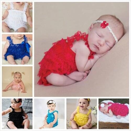 Zcaynger Baby Girls Clothes Baby Blue Ruffled Lace Romper Toddler Kids Jumpsuit New Born Baby 1th Birthday Photo Outfit