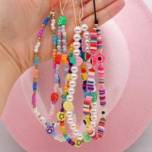 Bohemian Wind Hanging Cord For Women Rainbow Pearl Rice Beads Rope Bracelet Candy Bead Mobile Phone Cases Chain Bracelets