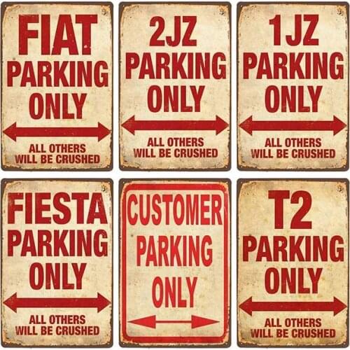 Parking Sign Vintage Metal Tin Plate Retro Iron Painting Wall Decoration Garage Poster Home Decor 20x30cm