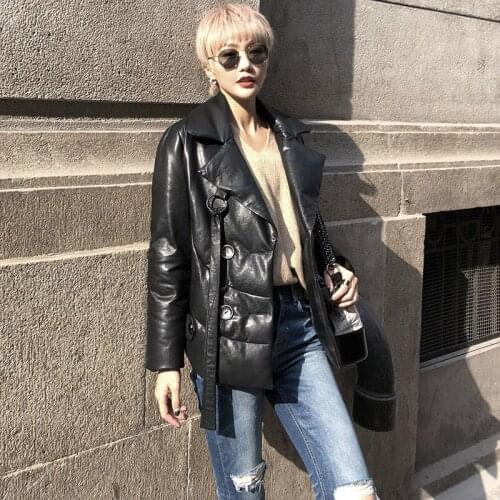 Winter Coat Women Sheepskin Genuine Leather Jacket Duck Down Coat Women Korean Short Jacket Chaqueta Mujer GGS18D1890 YY814