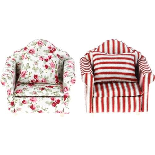 1/12 Mini Floral Print Sofa Cushion Model Dollhouse Room Decor Photography Prop Miniature Home Ornaments