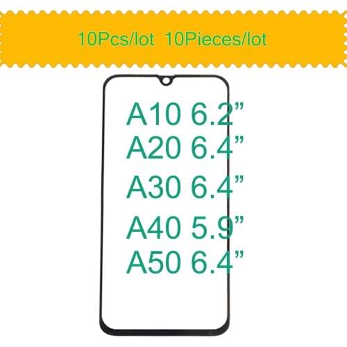 10Pcs/Lot For Samsung Galaxy A10 A20 A30 A40 A50 Touch Screen Panel LCD Front Outer Glass Lens With OCA Hollow Glue Replacement