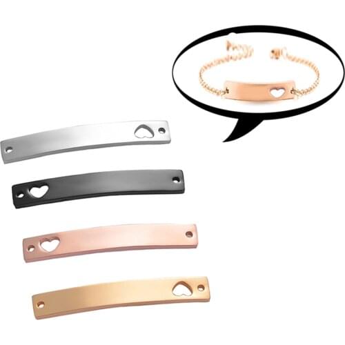 10 pcs Unisex Blank Tags 6X39mm Stainless Steel ID Heart Bracelet Jewelry Makings Dog Tag Makings 4 Colors