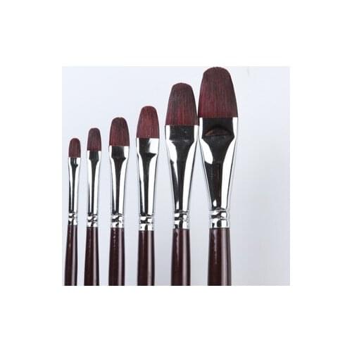 112 Filbert Shape Professional Weasel Hair Artist Oil Paint Brushes Sets 6Pcs/set Wood Handle Oil Paint Brushes Sets