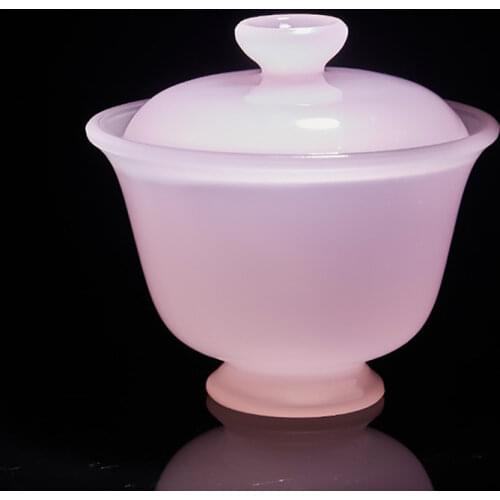 120ml Ceramic Tea Tureen Hibiscus Pink Tea Bowl Chinese Kung Fu Tea Set Gaiwan Jade Porcelain Teaware Drinkware Decoration Craft