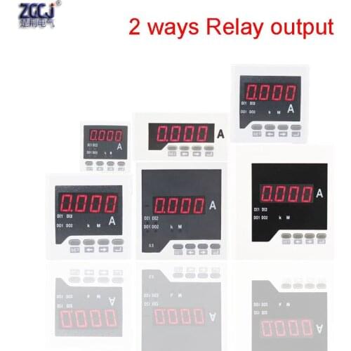AC0-5A digital ammeter Panel meter current meter with High value alarm and low value alarm 2 ways relay output ampere meter