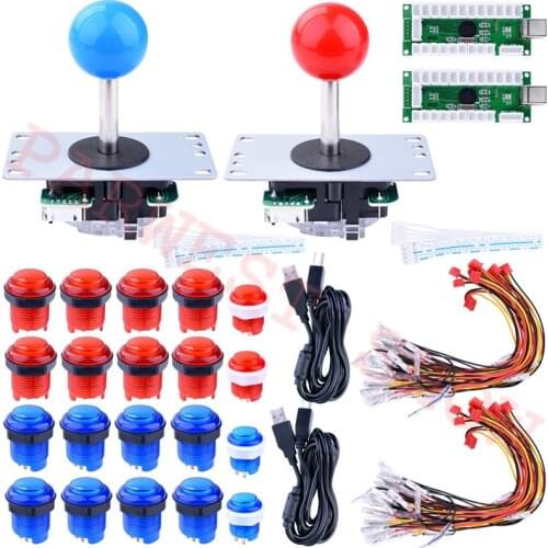 Arcade DIY Kit Part 8 Way Joystick +16 x LED Illuminated Push Button + 1 Player USB Controller for Raspberry Pi 3B Model Project