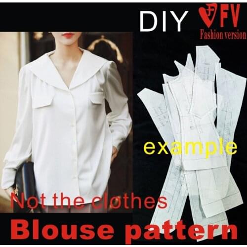 Cutting pattern womens navy collar long-sleeved shirt garment structure design drawing 1:1 pattern physical BCY-147