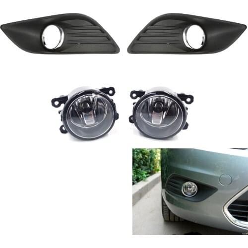 Car Bumper Fog Light Grille With Lamp Kit fit For Ford Focus 09-12 Set Clear